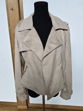 Magaschoni Taupe Suede Moto Jacket